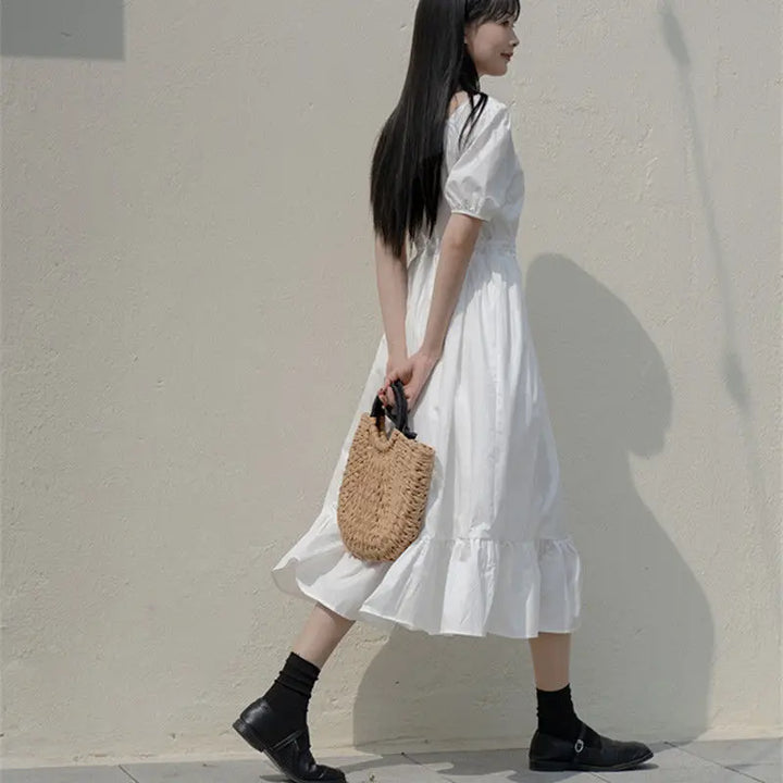 Elegant Long Dress With Short Sleeves