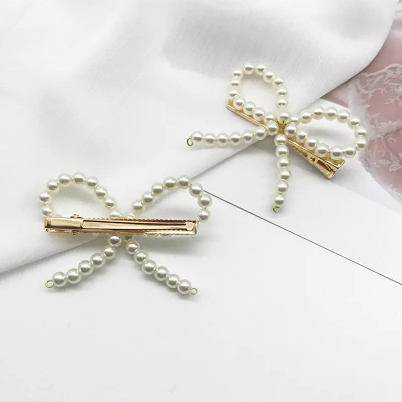 Pearl Bow Shape Hair Clip