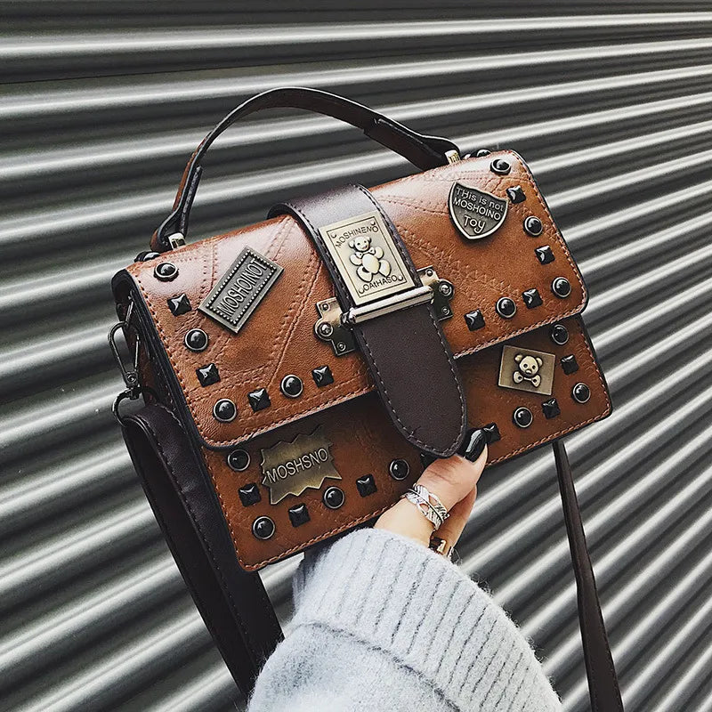 Steampunk-Style Faux Leather Mini Crossbody Bag