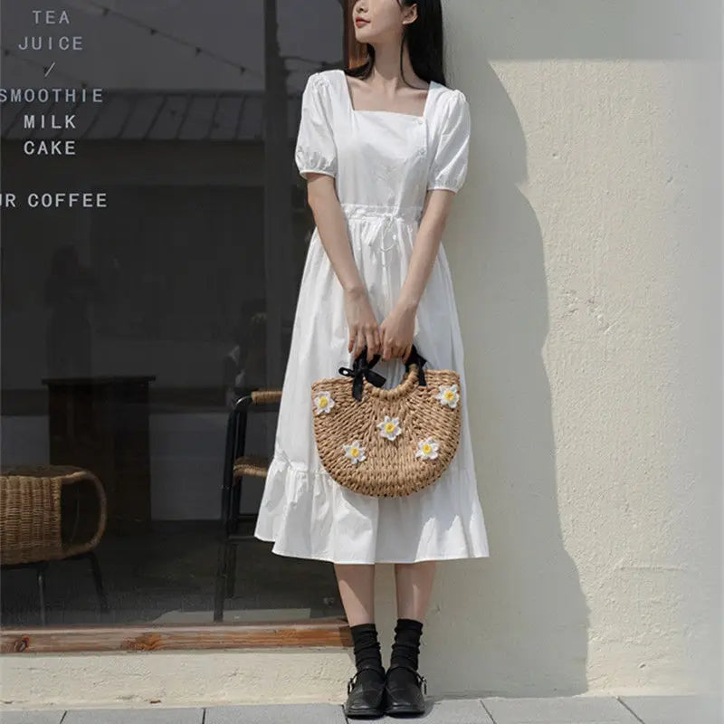 Elegant Long Dress With Short Sleeves