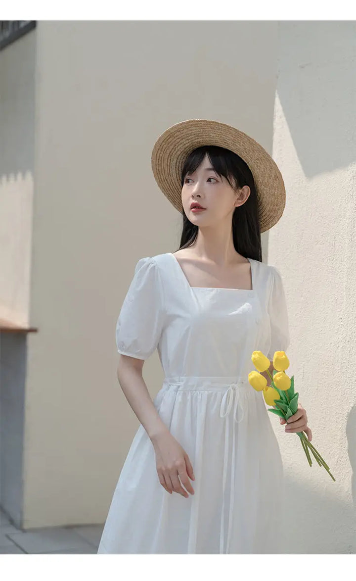 Elegant Long Dress With Short Sleeves