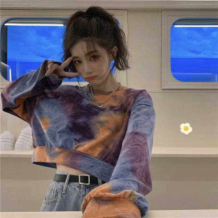 Tie Dye Cropped Sweater