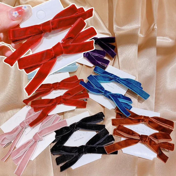 Velvet Bowknot Ribbon Hairpin (10 pcs)