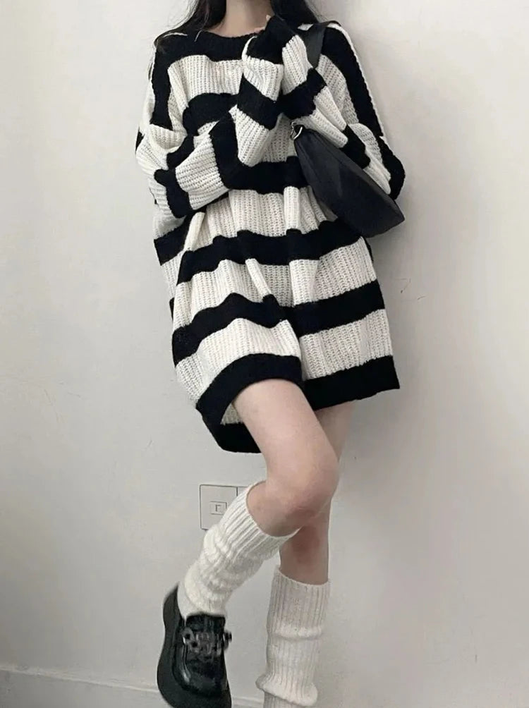 Knitted Striped Oversized Pullover