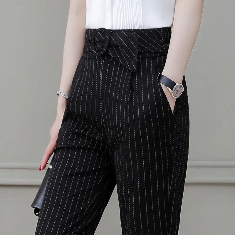 Elegant Fine-Striped Trousers