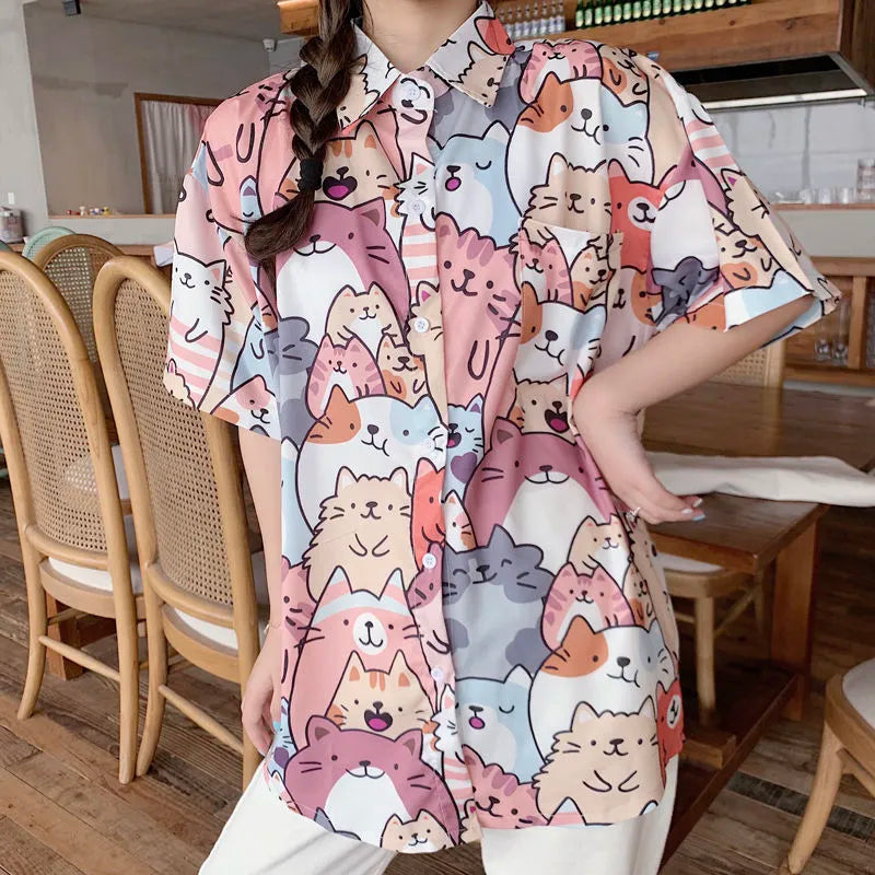 Kawaii Neko Button Up Blouse