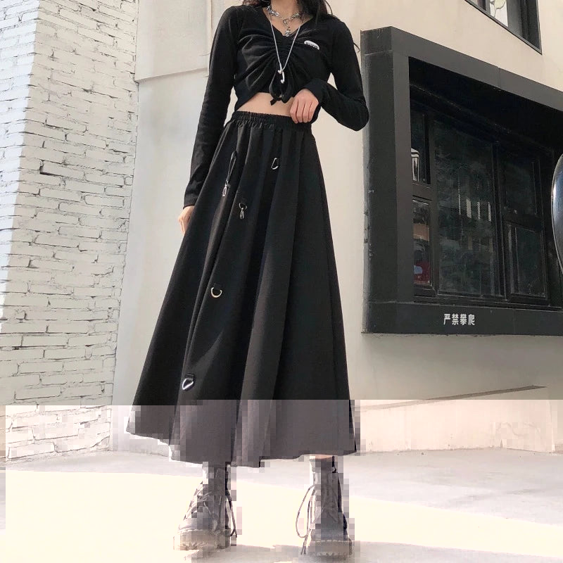 Asymmetrical And Adjustable Long Skirt