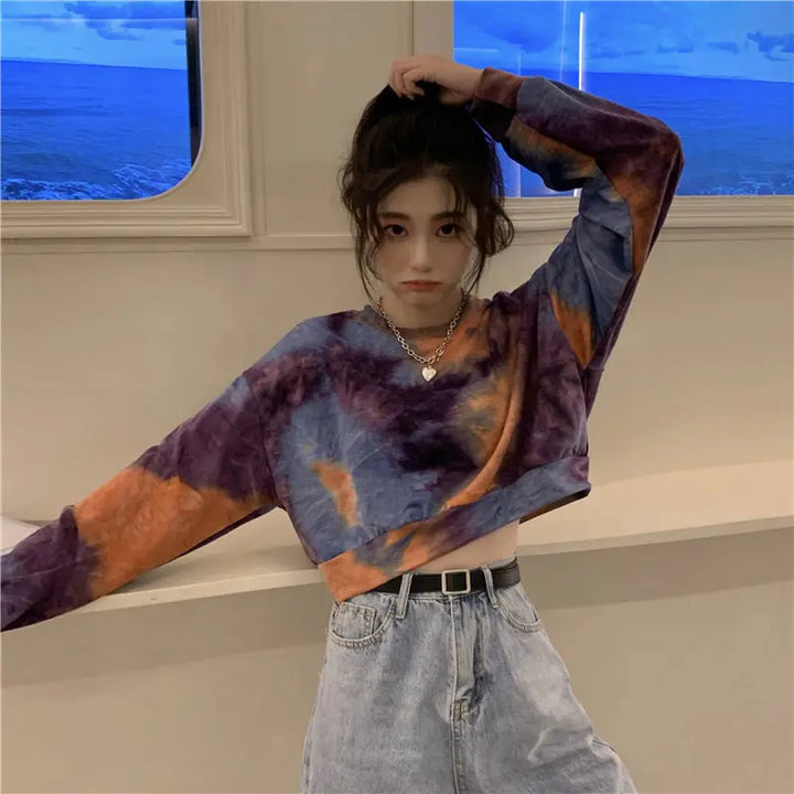 Tie Dye Cropped Sweater