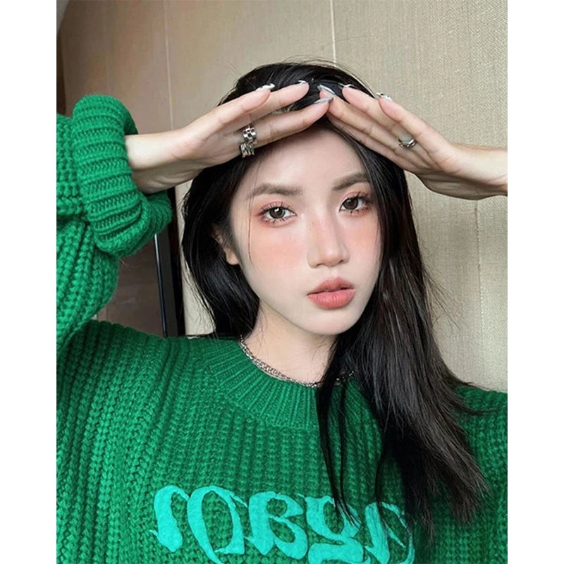 Green Cropped Knitted Jumper