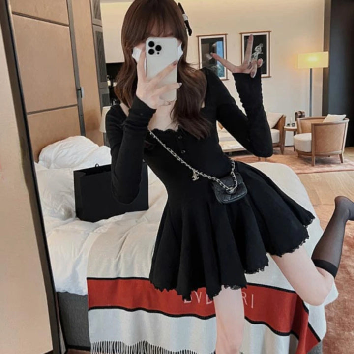 Elegant Mini Dress With Lace Application