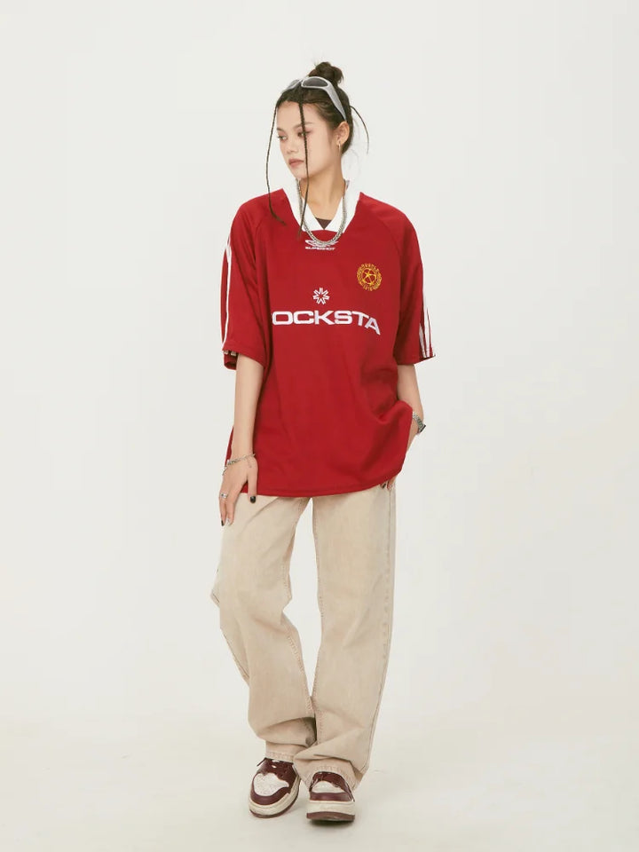 "ROCKSTA" Oversized Sport Tee "2%" Printed Back