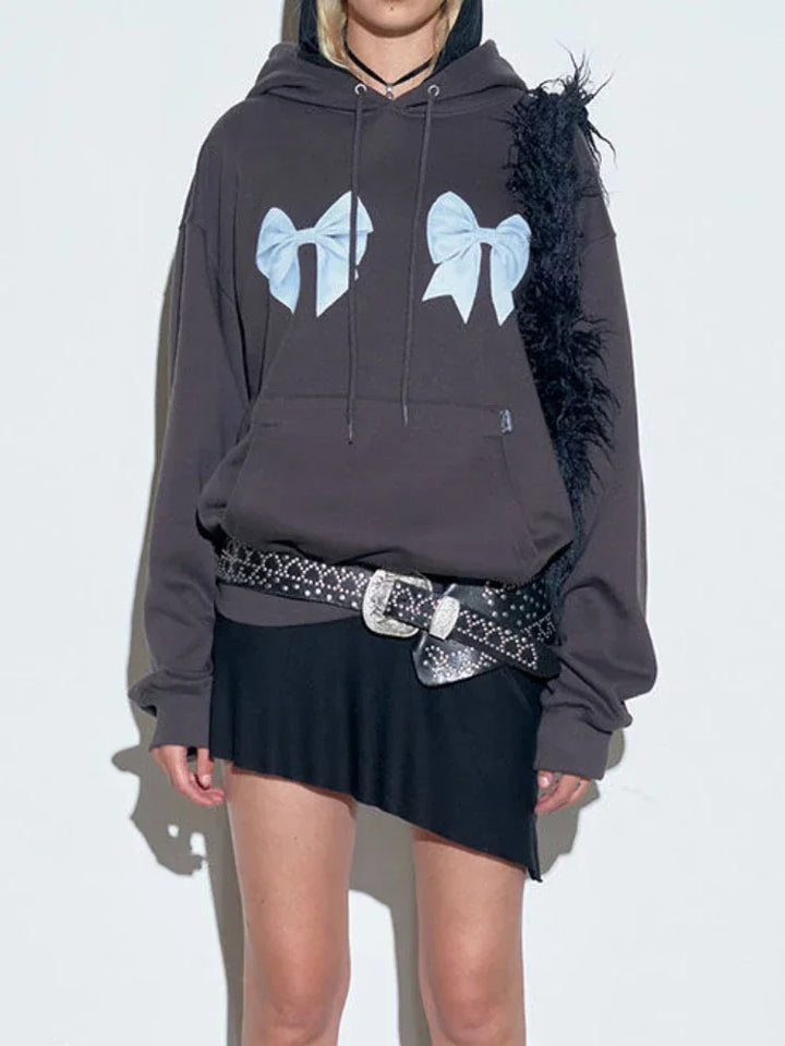 Oversized Bow Print Hoodie