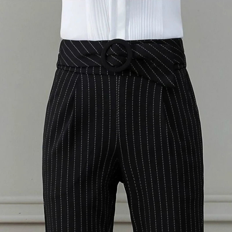 Elegant Fine-Striped Trousers