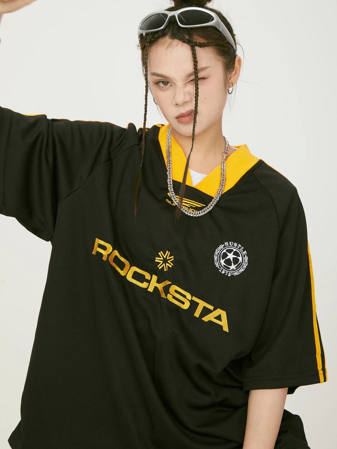 "ROCKSTA" Oversized Sport Tee "2%" Printed Back