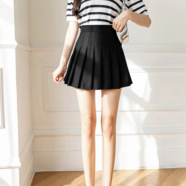 Pleated Mini Skirt With Shorts Underneath