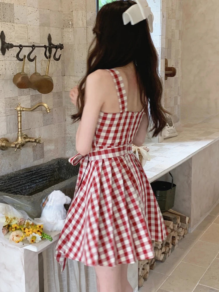 Sweet Plaid Mini Or Midi Dress