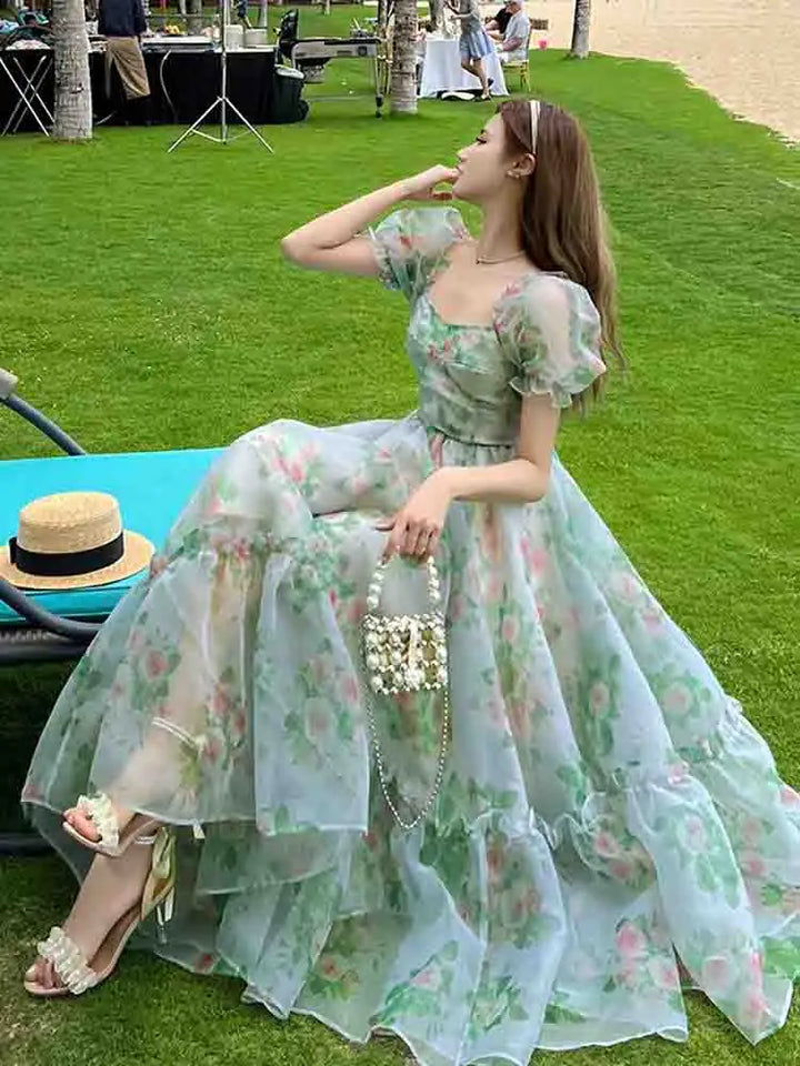 Fairy-Like Elegant Floral Midi Dress