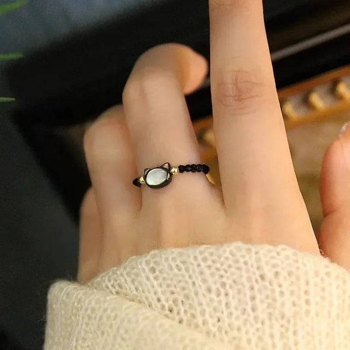 Moonstone Cat Finger Ring