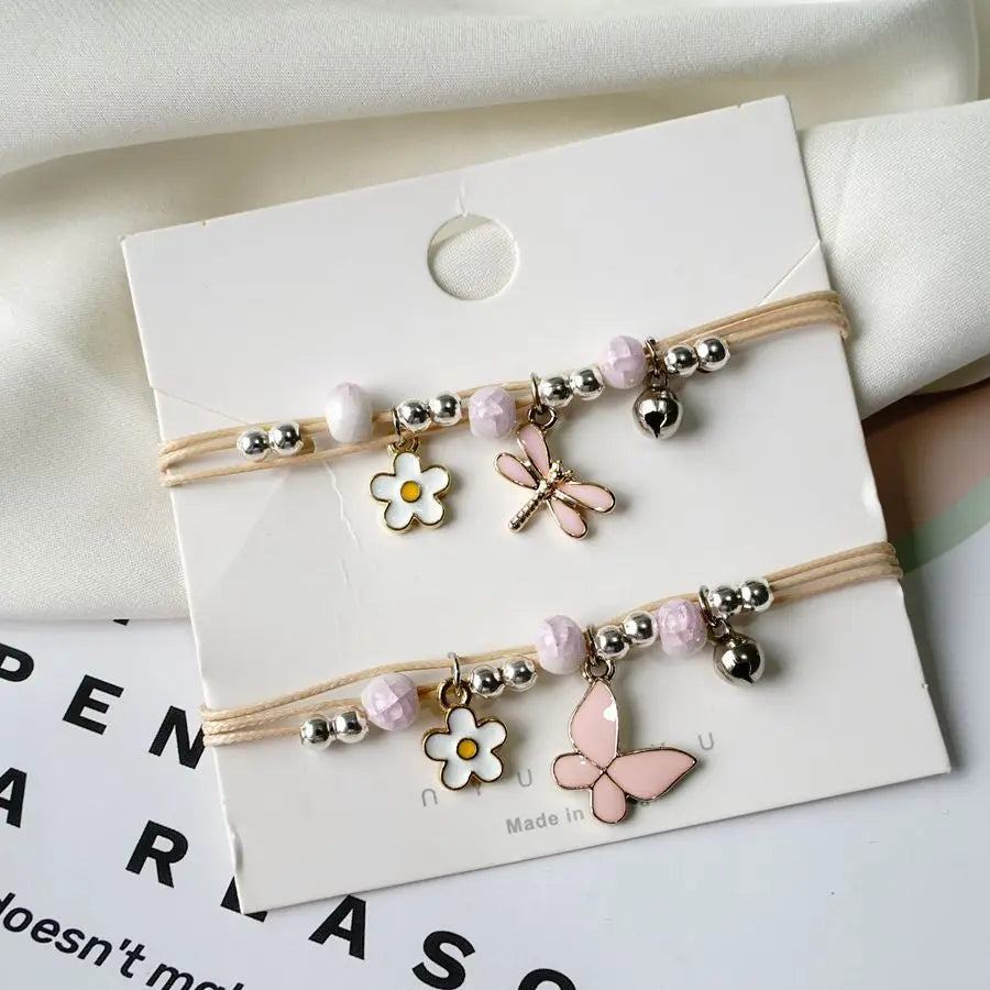 Cute Butterfly Dragonfly Flower Charm Bracelet